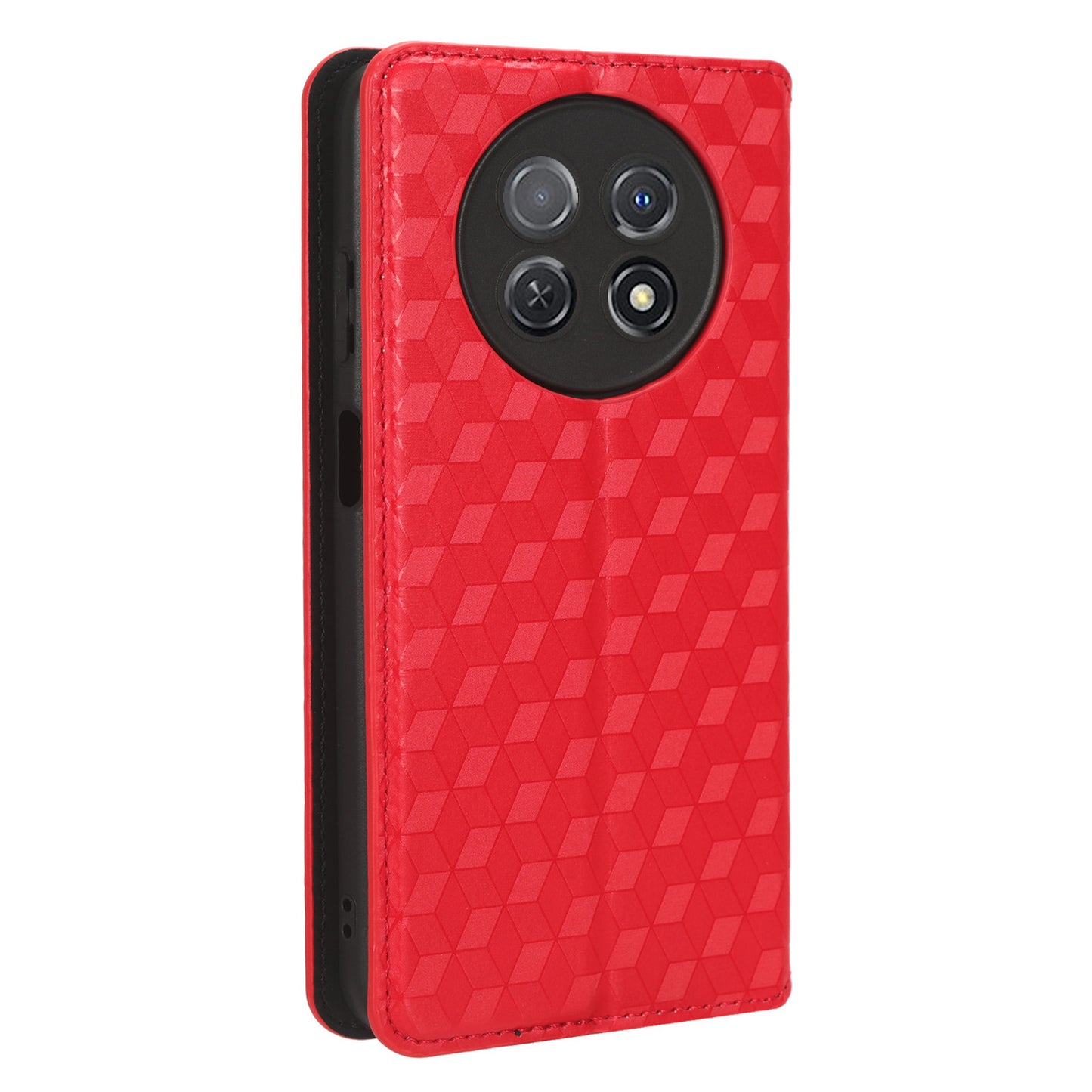 Stand Case for Huawei nova Y91 4G / Enjoy 60X Rhombus Imprinted Shell PU Leather Phone Cover