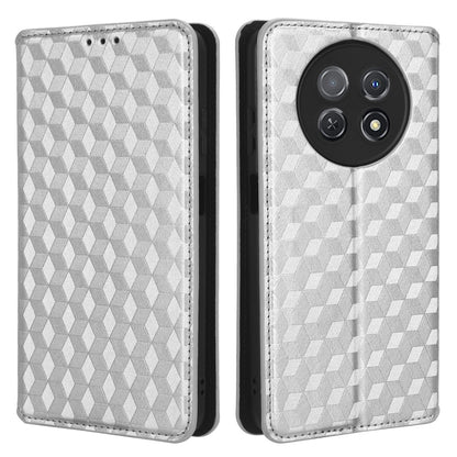 Stand Case for Huawei nova Y91 4G / Enjoy 60X Rhombus Imprinted Shell PU Leather Phone Cover