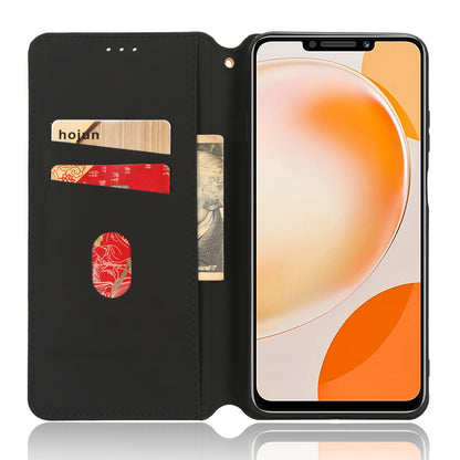 Stand Case for Huawei nova Y91 4G / Enjoy 60X Rhombus Imprinted Shell PU Leather Phone Cover
