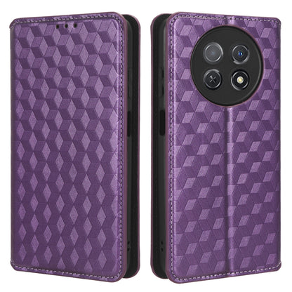 Stand Case for Huawei nova Y91 4G / Enjoy 60X Rhombus Imprinted Shell PU Leather Phone Cover