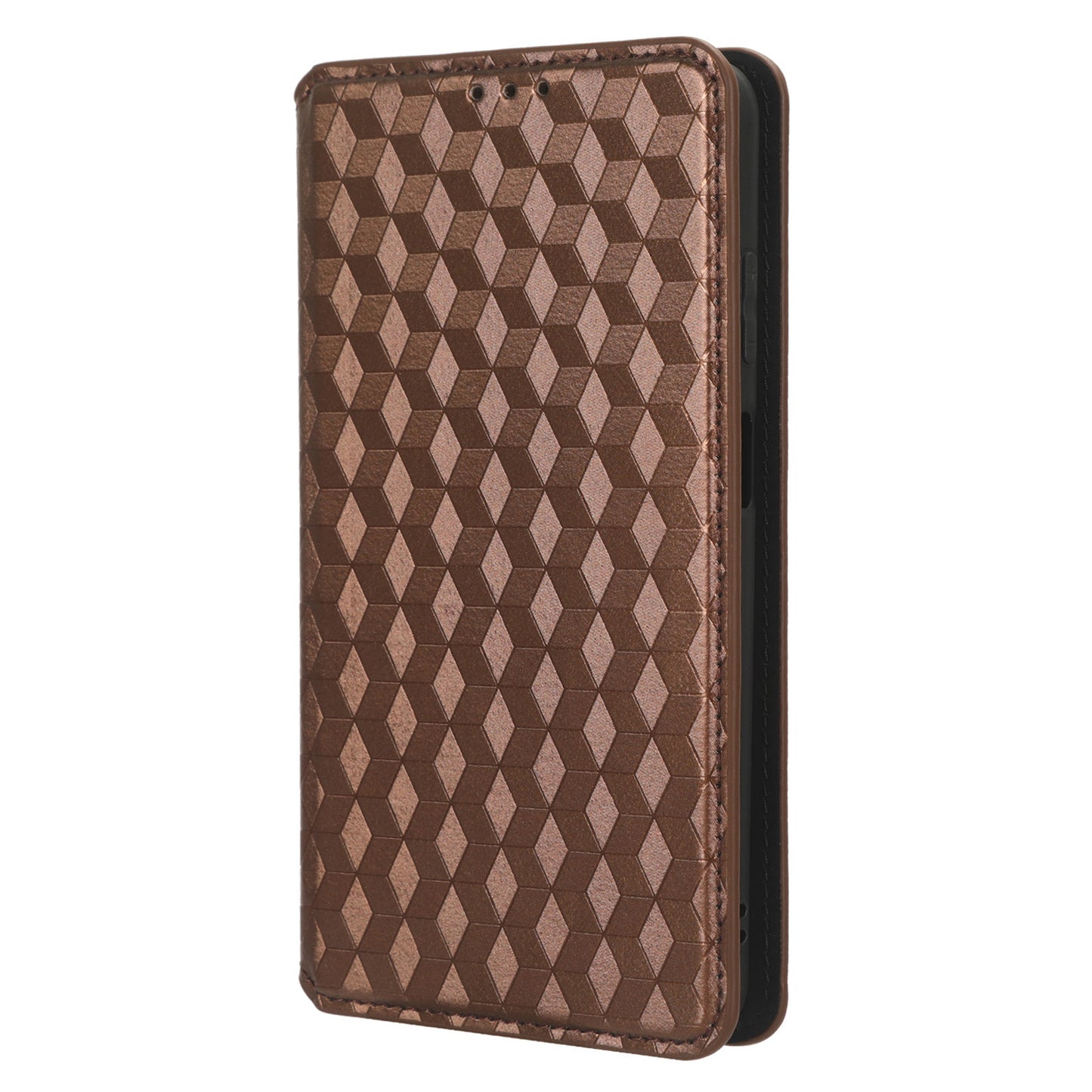 Stand Case for Huawei nova Y91 4G / Enjoy 60X Rhombus Imprinted Shell PU Leather Phone Cover