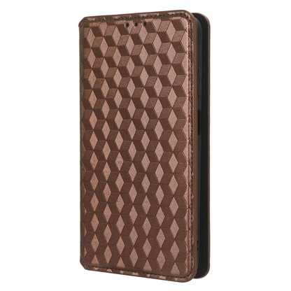 Stand Case for Huawei nova Y91 4G / Enjoy 60X Rhombus Imprinted Shell PU Leather Phone Cover