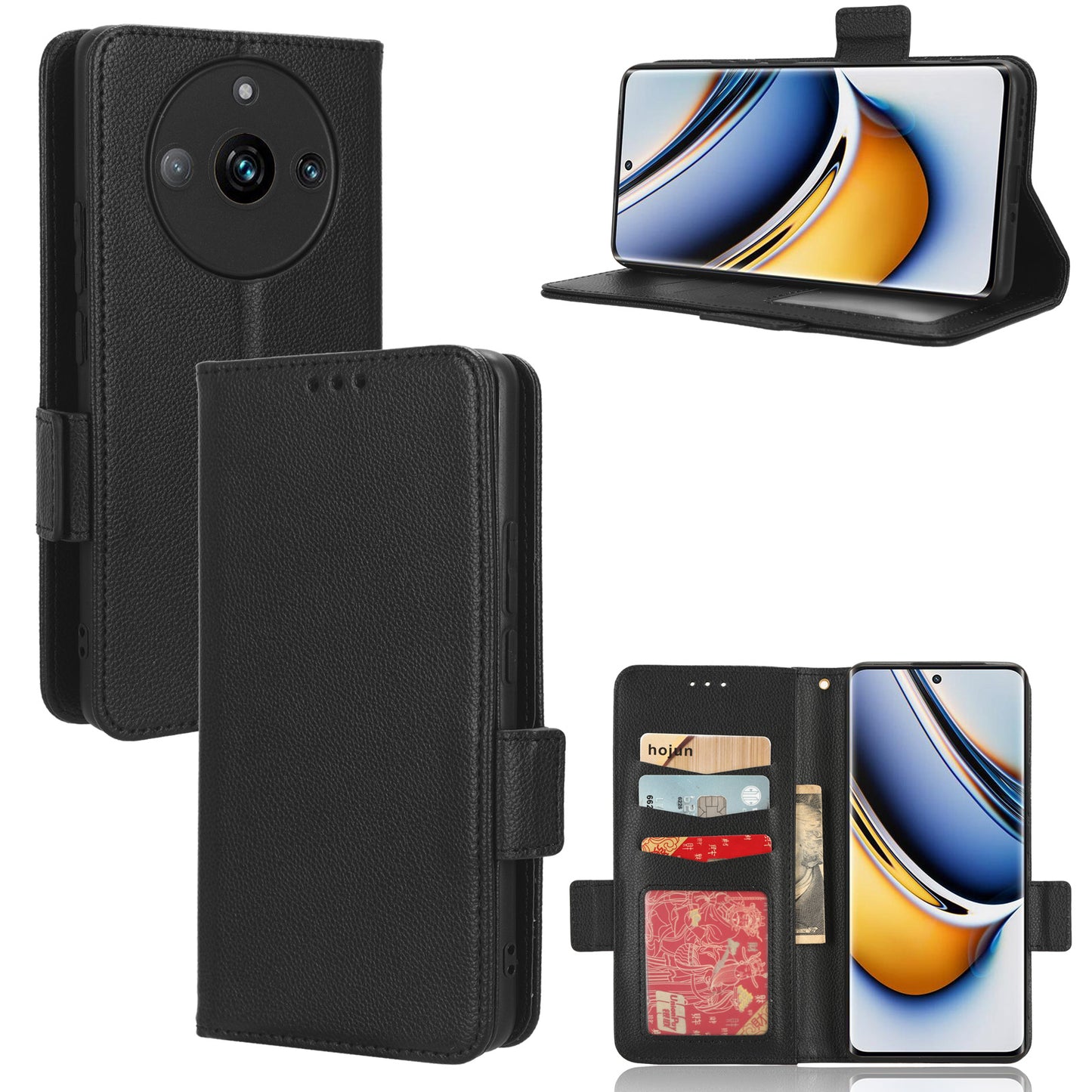 For Realme 11 Pro 5G / 11 Pro+ 5G Litchi Texture Wallet Stand Phone Case PU Leather Cover