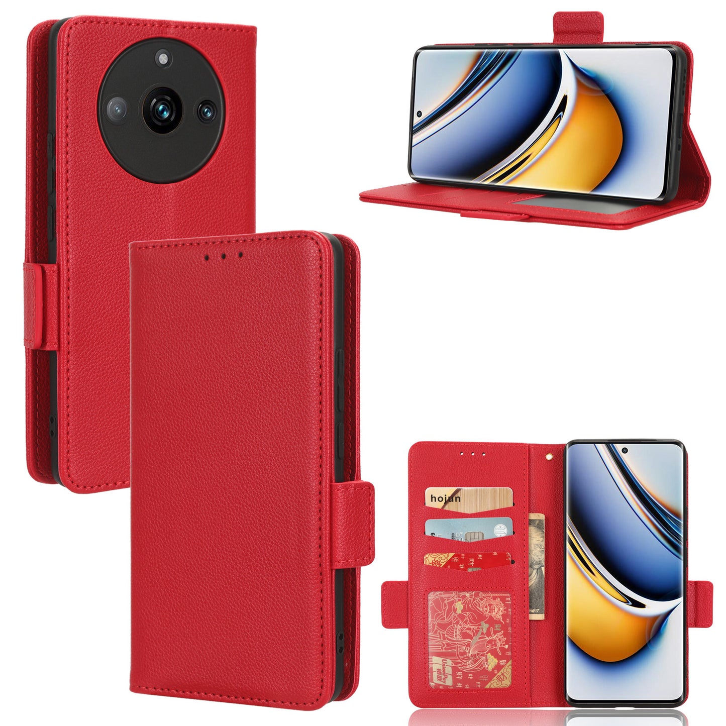 For Realme 11 Pro 5G / 11 Pro+ 5G Litchi Texture Wallet Stand Phone Case PU Leather Cover