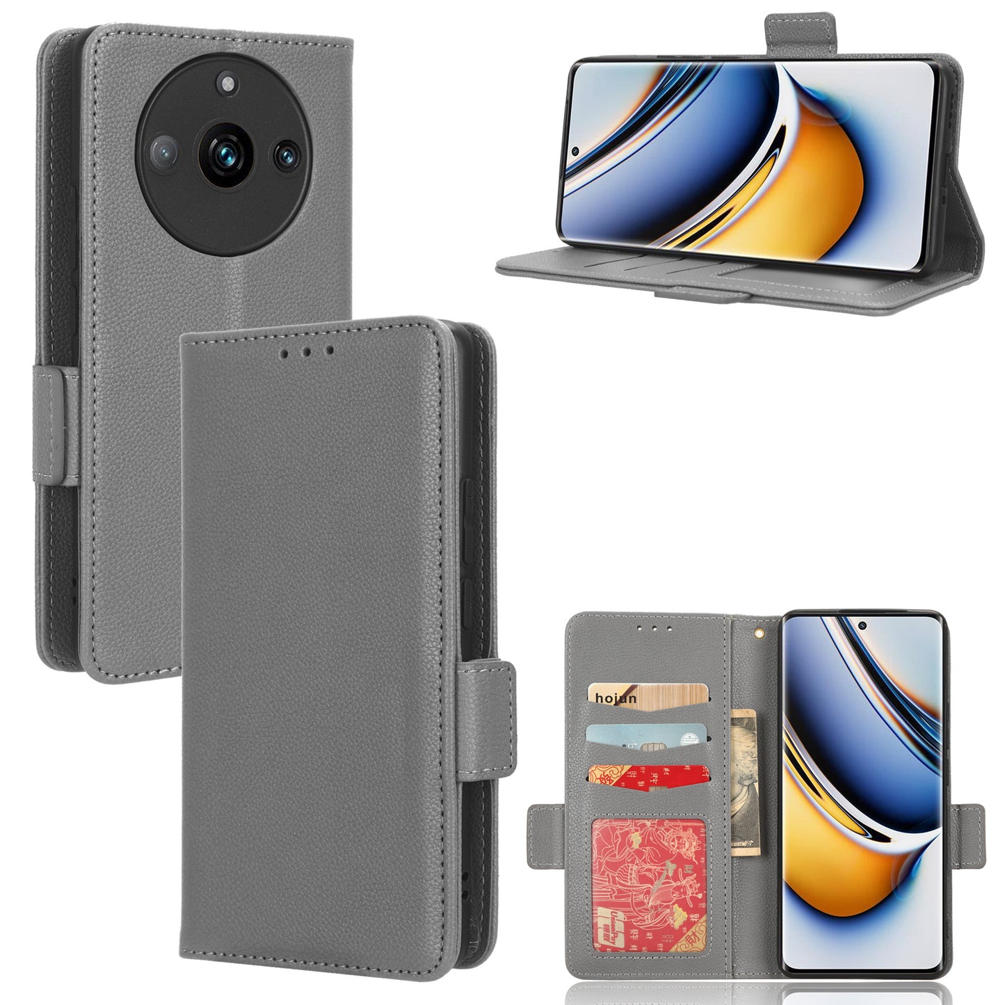 For Realme 11 Pro 5G / 11 Pro+ 5G Litchi Texture Wallet Stand Phone Case PU Leather Cover