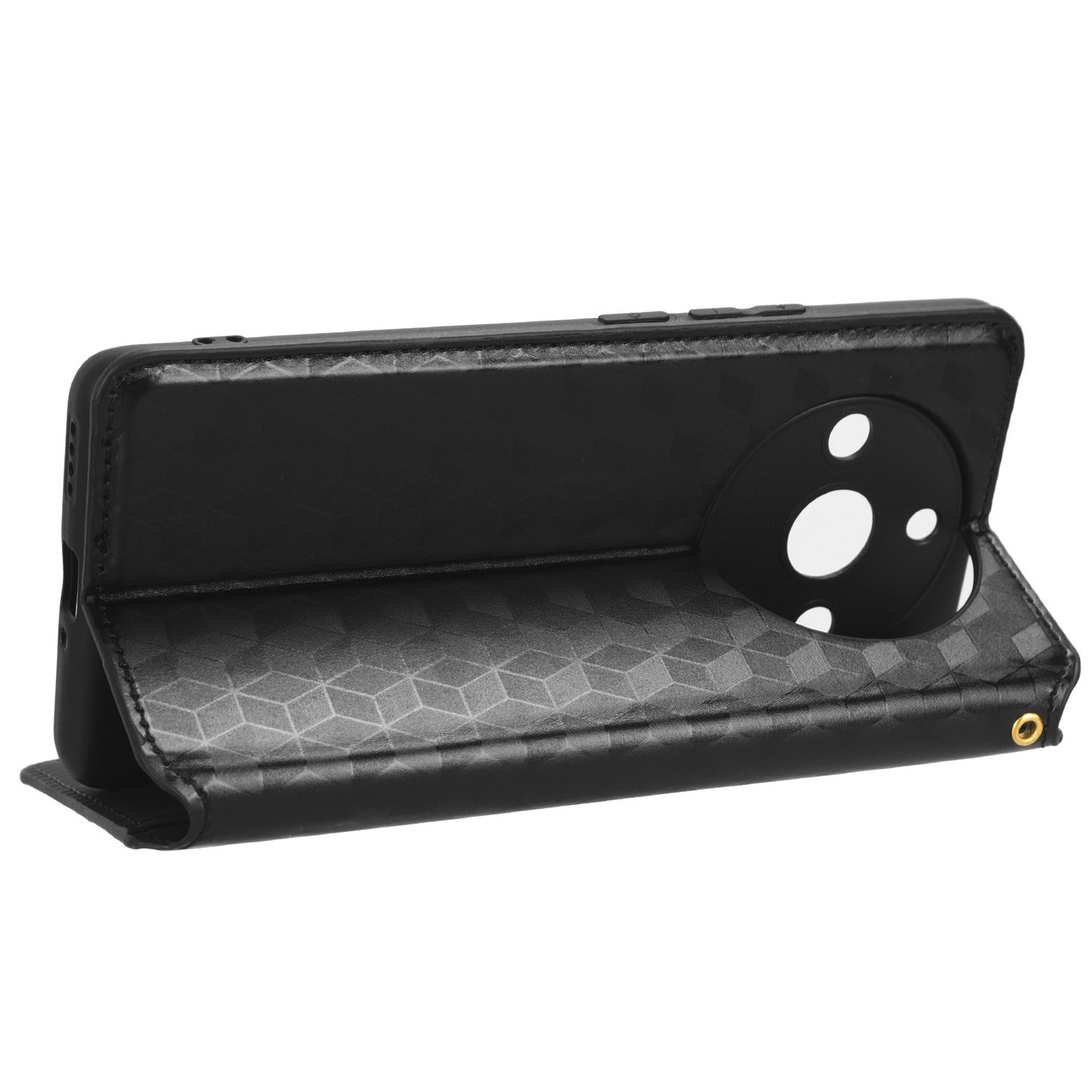 Rhombus Imprinted Shell for Realme 11 Pro 5G / 11 Pro+ 5G PU Leather Phone Cover Stand Case