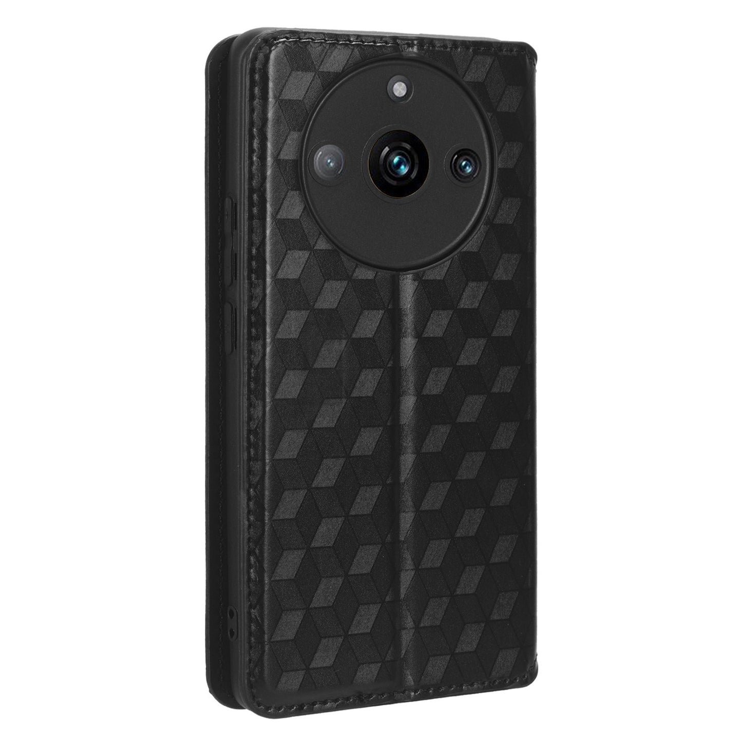 Rhombus Imprinted Shell for Realme 11 Pro 5G / 11 Pro+ 5G PU Leather Phone Cover Stand Case