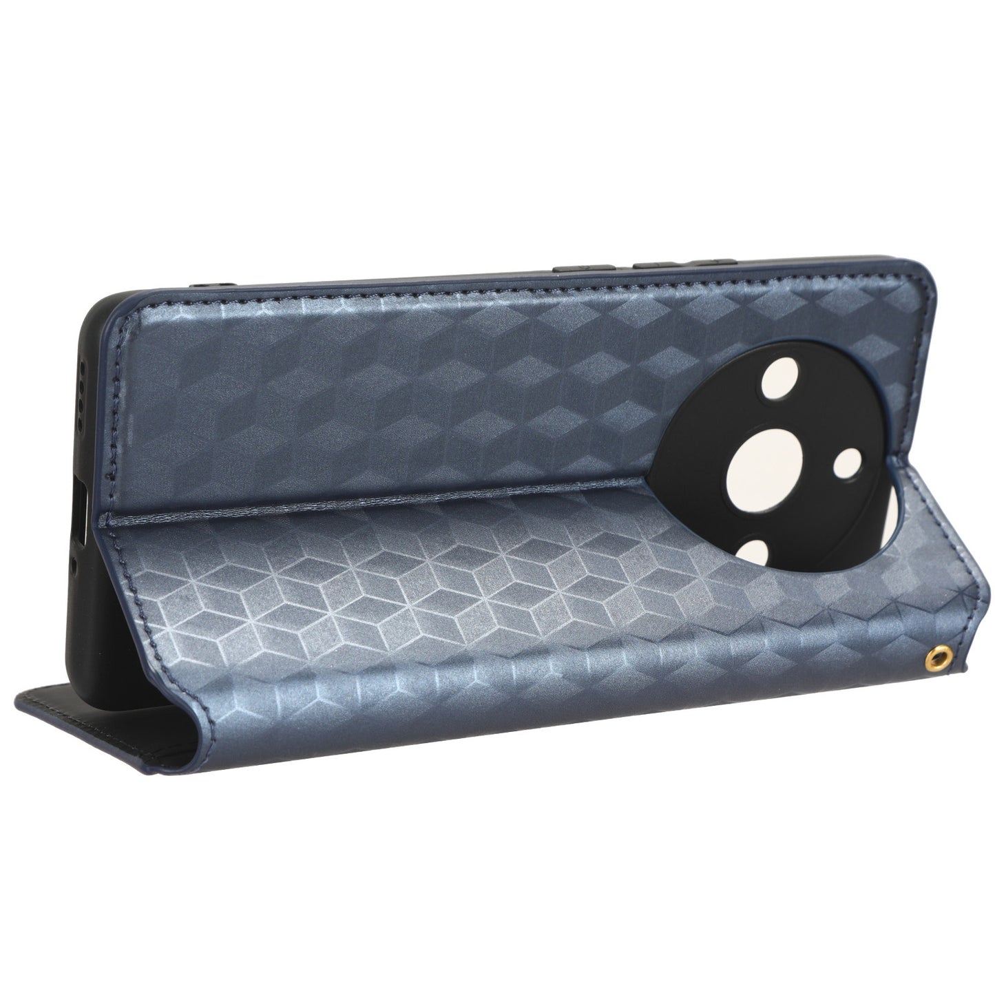 Rhombus Imprinted Shell for Realme 11 Pro 5G / 11 Pro+ 5G PU Leather Phone Cover Stand Case