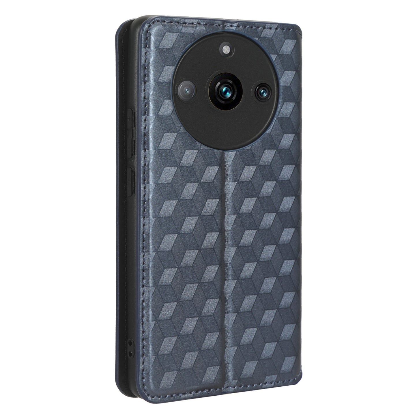 Rhombus Imprinted Shell for Realme 11 Pro 5G / 11 Pro+ 5G PU Leather Phone Cover Stand Case