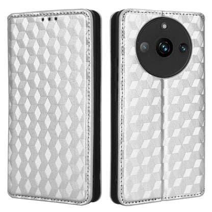 Rhombus Imprinted Shell for Realme 11 Pro 5G / 11 Pro+ 5G PU Leather Phone Cover Stand Case