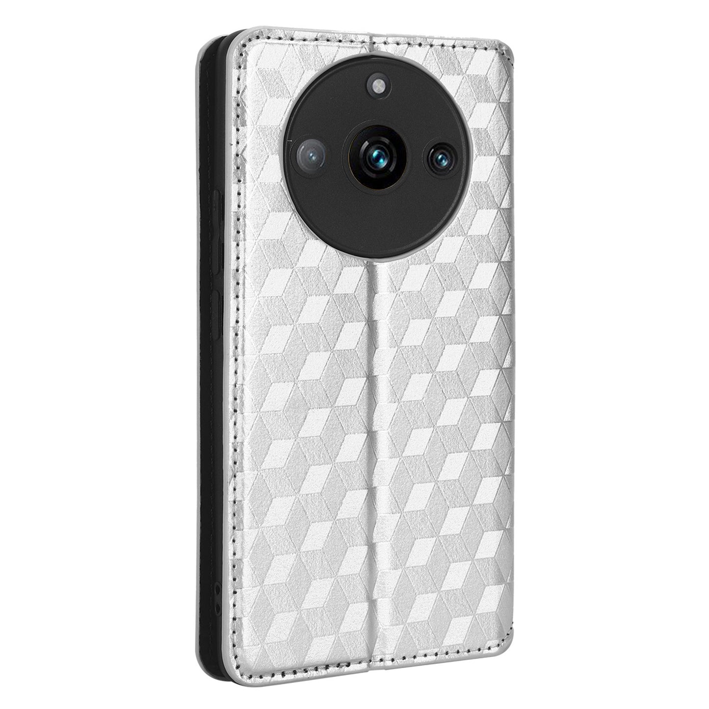 Rhombus Imprinted Shell for Realme 11 Pro 5G / 11 Pro+ 5G PU Leather Phone Cover Stand Case