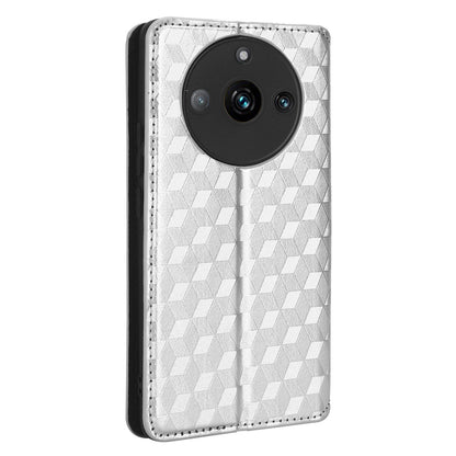 Rhombus Imprinted Shell for Realme 11 Pro 5G / 11 Pro+ 5G PU Leather Phone Cover Stand Case
