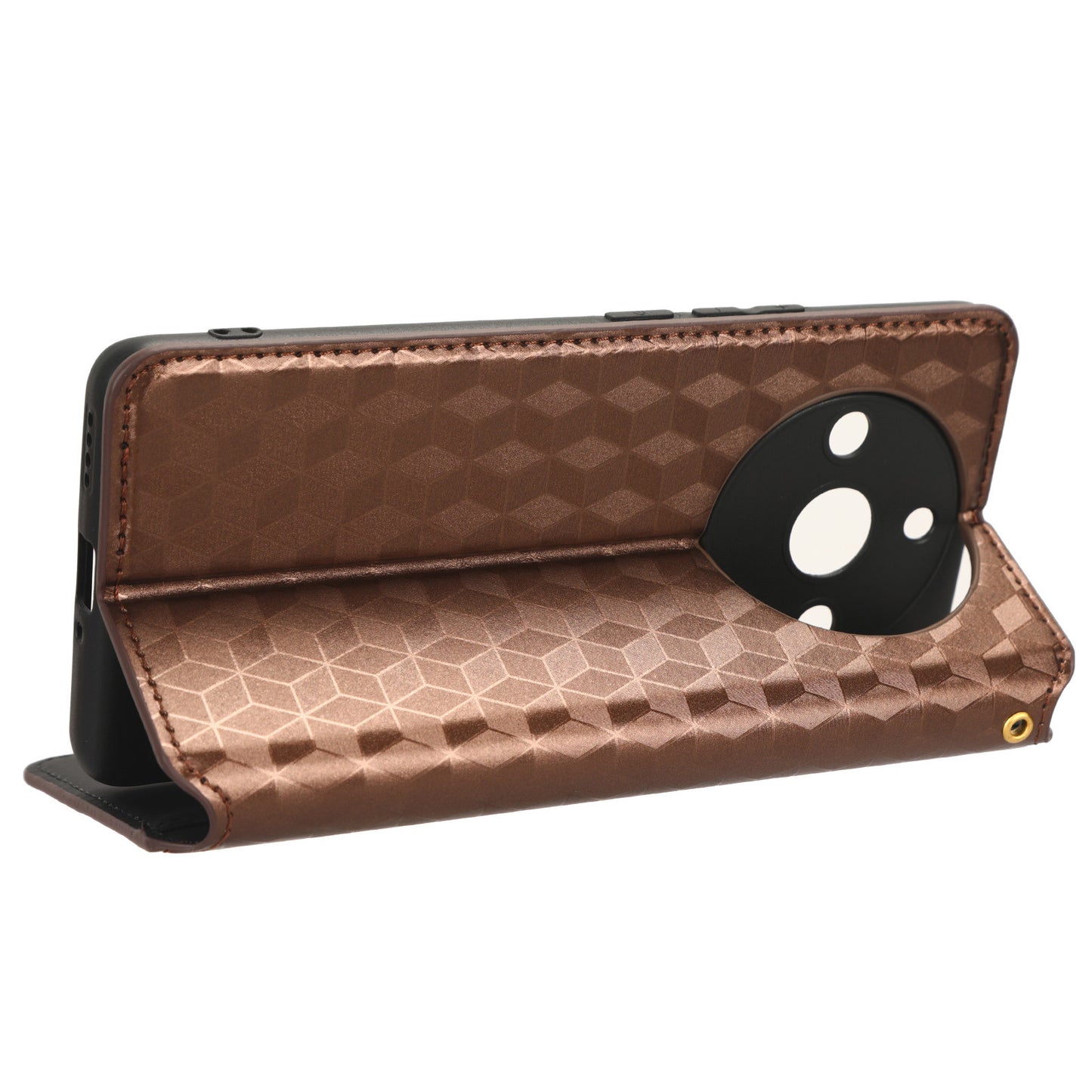 Rhombus Imprinted Shell for Realme 11 Pro 5G / 11 Pro+ 5G PU Leather Phone Cover Stand Case