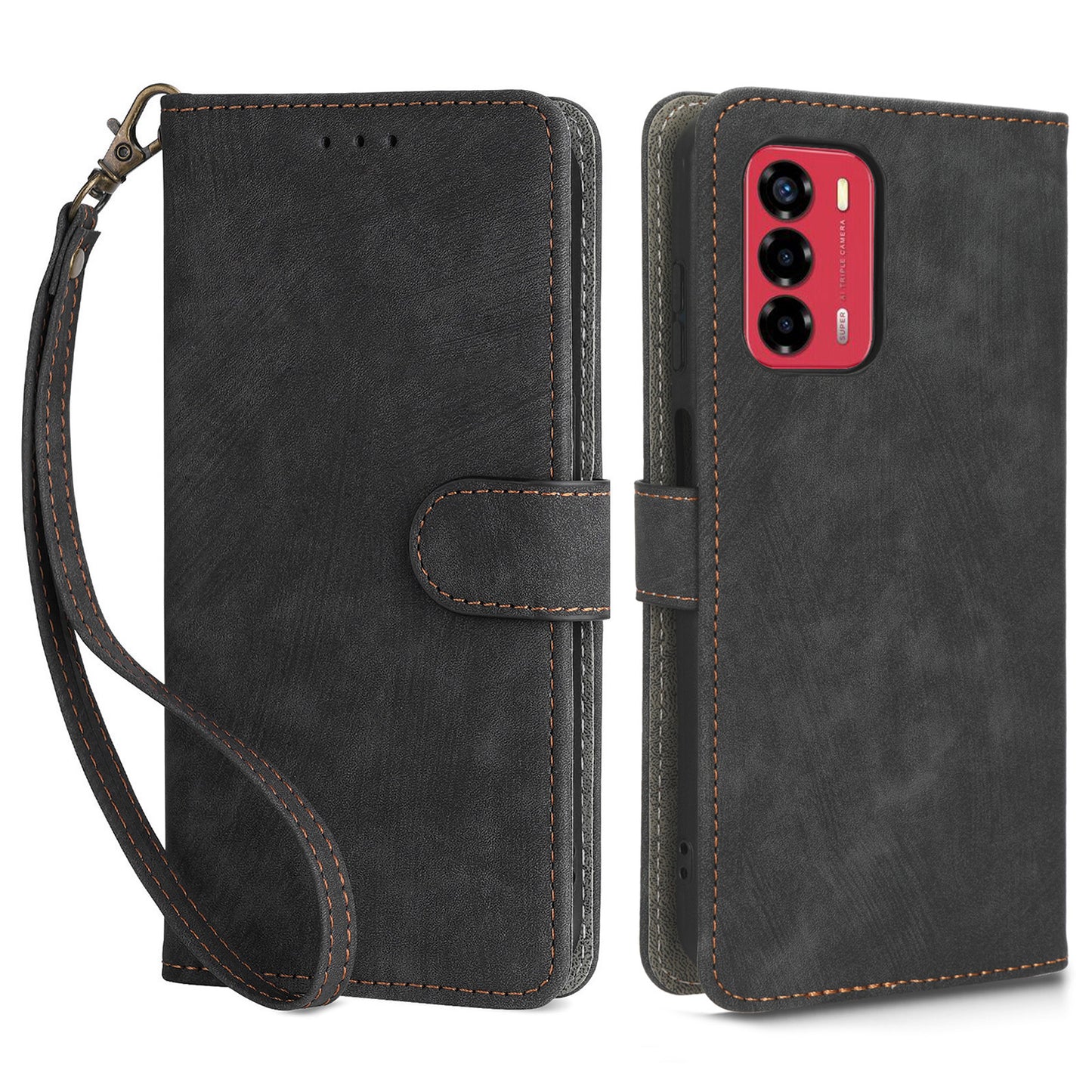Leather Case for ZTE Blade A72 / V40 Vita Scratch Proof Phone Cover RFID Blocking Wallet Stand Shell