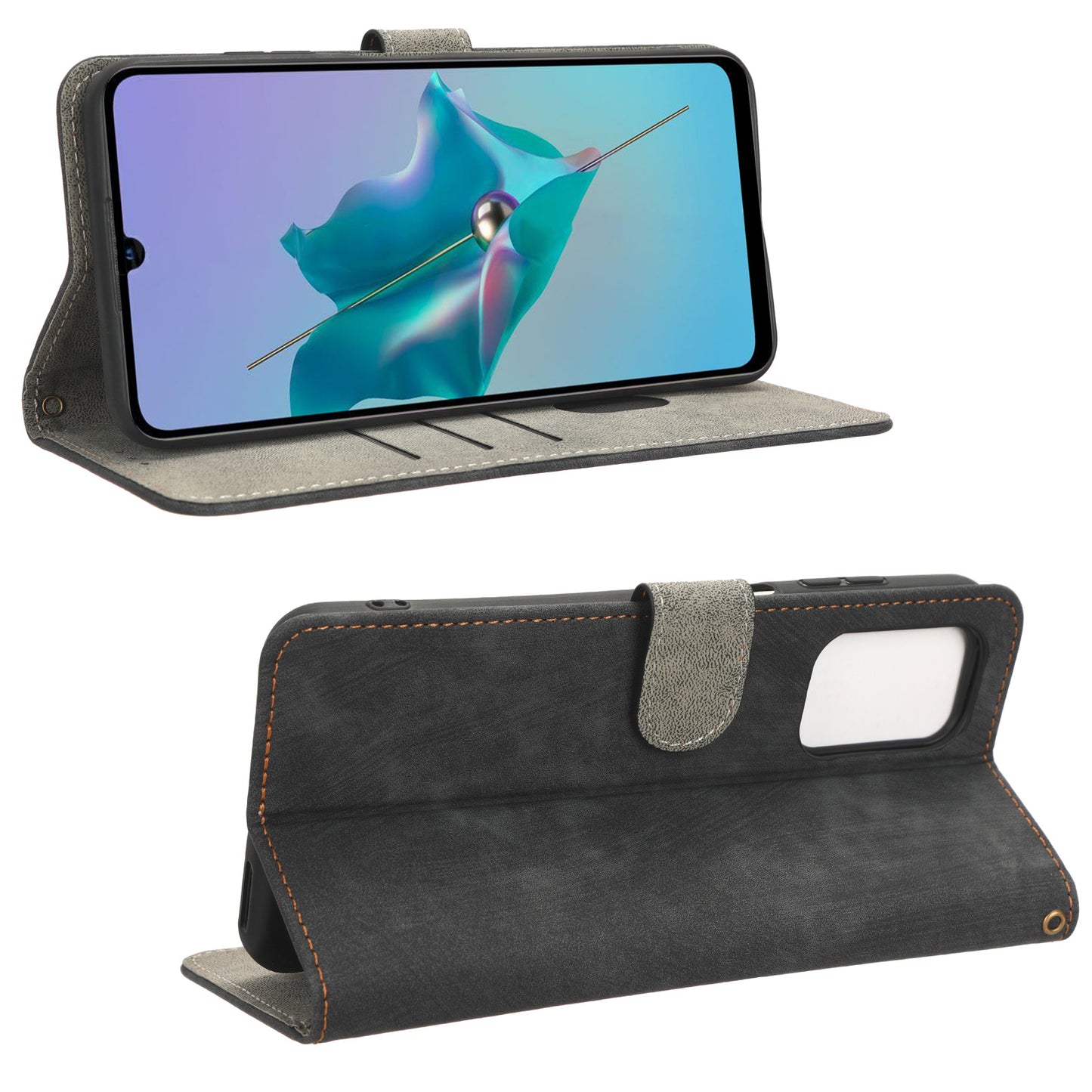 Leather Case for ZTE Blade A72 / V40 Vita Scratch Proof Phone Cover RFID Blocking Wallet Stand Shell