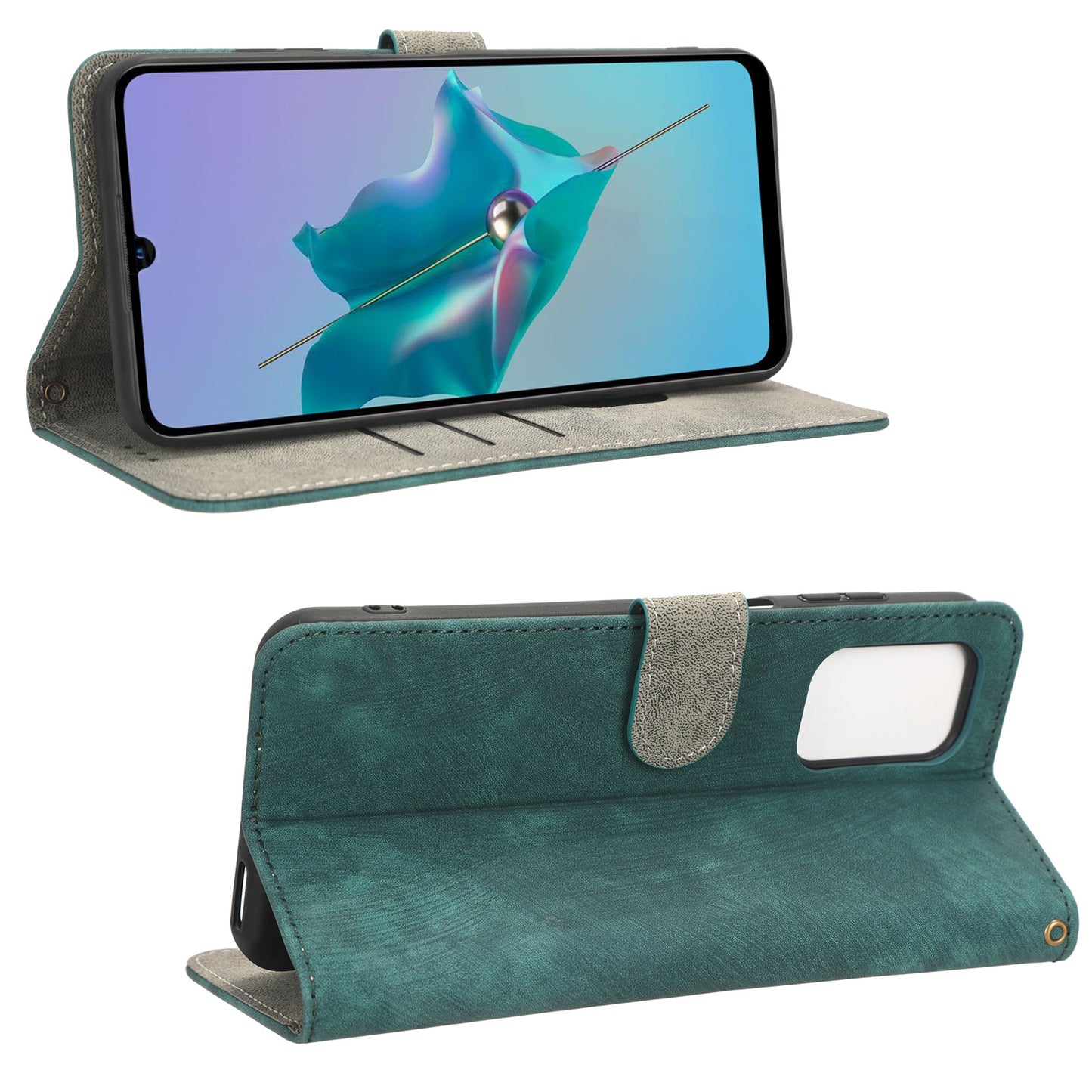 Leather Case for ZTE Blade A72 / V40 Vita Scratch Proof Phone Cover RFID Blocking Wallet Stand Shell