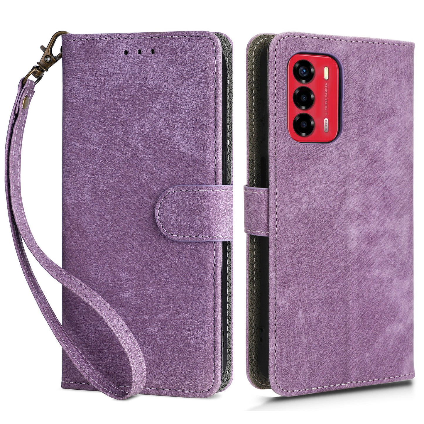 Leather Case for ZTE Blade A72 / V40 Vita Scratch Proof Phone Cover RFID Blocking Wallet Stand Shell