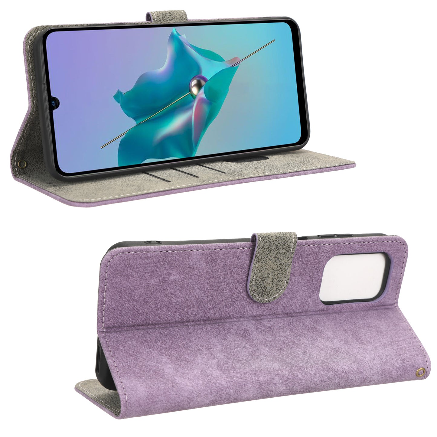 Leather Case for ZTE Blade A72 / V40 Vita Scratch Proof Phone Cover RFID Blocking Wallet Stand Shell