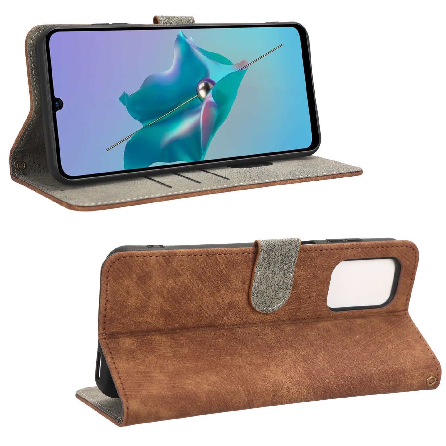 Leather Case for ZTE Blade A72 / V40 Vita Scratch Proof Phone Cover RFID Blocking Wallet Stand Shell