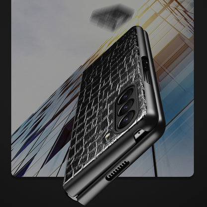 For Samsung Galaxy Z Fold5 5G Crocodile Leather Folding Phone Case PU Leather Coated PC Cover