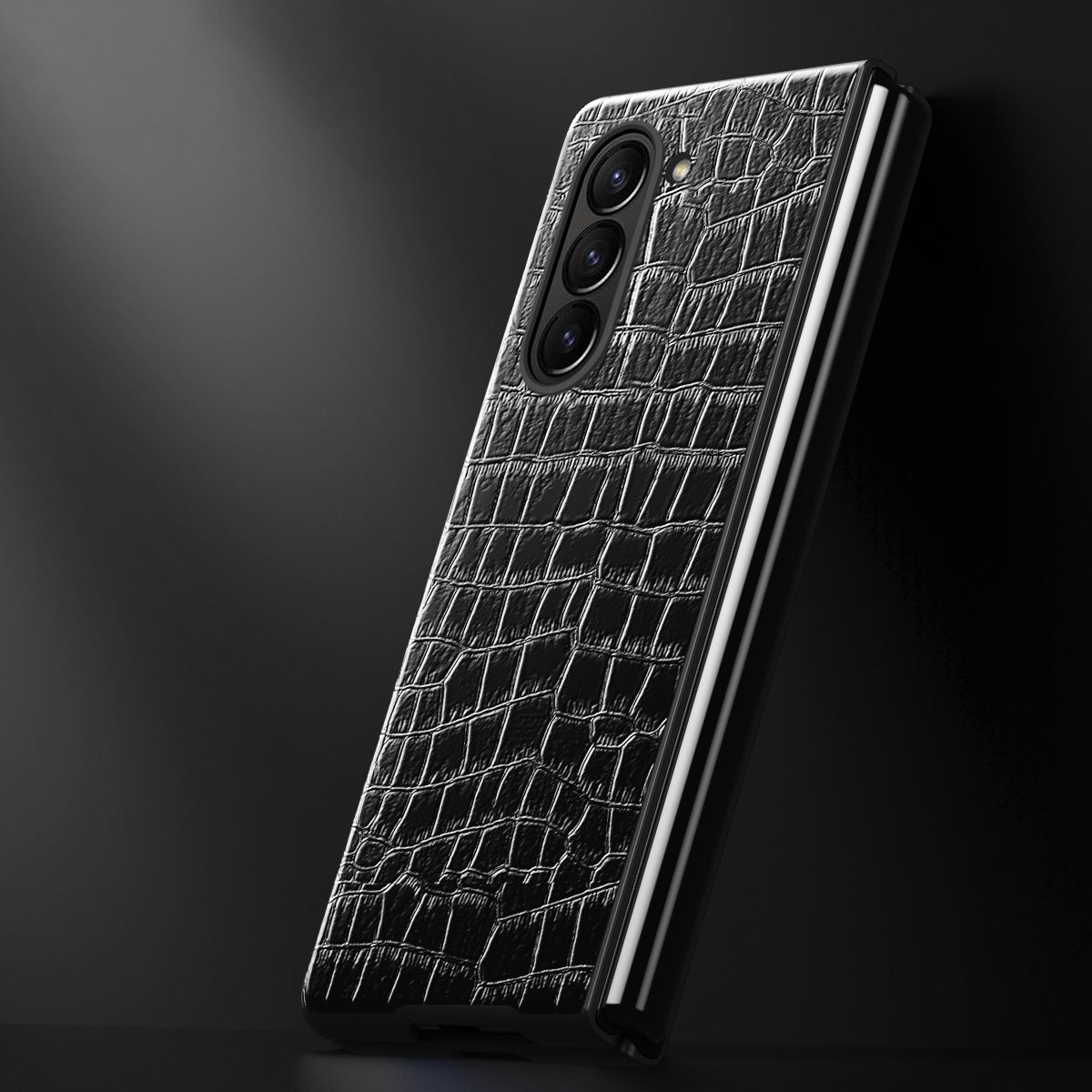 For Samsung Galaxy Z Fold5 5G Crocodile Leather Folding Phone Case PU Leather Coated PC Cover