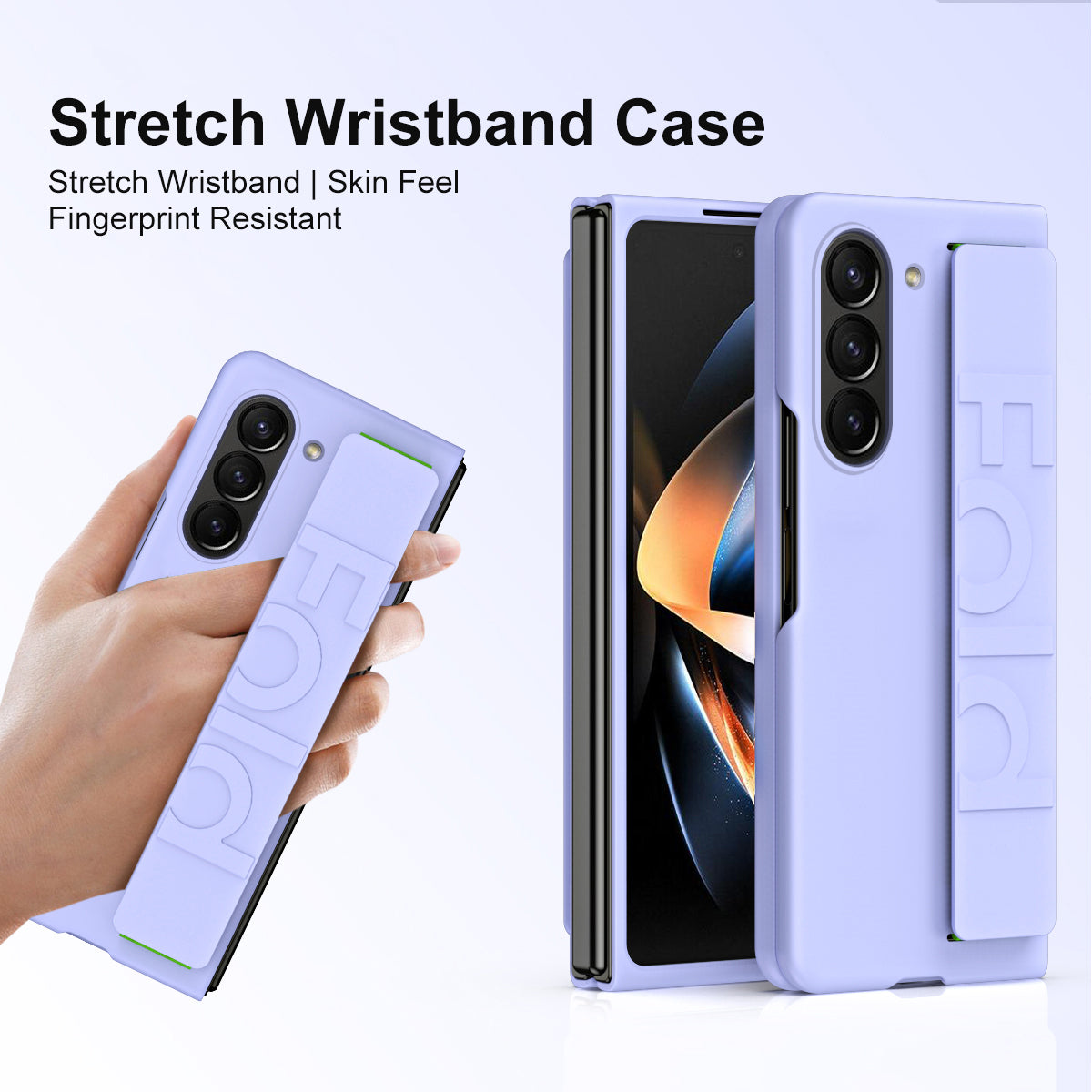 Wrist Strap Phone Case for Samsung Galaxy Z Fold5 5G , Anti-scratch Rubberized PC Phone Cover