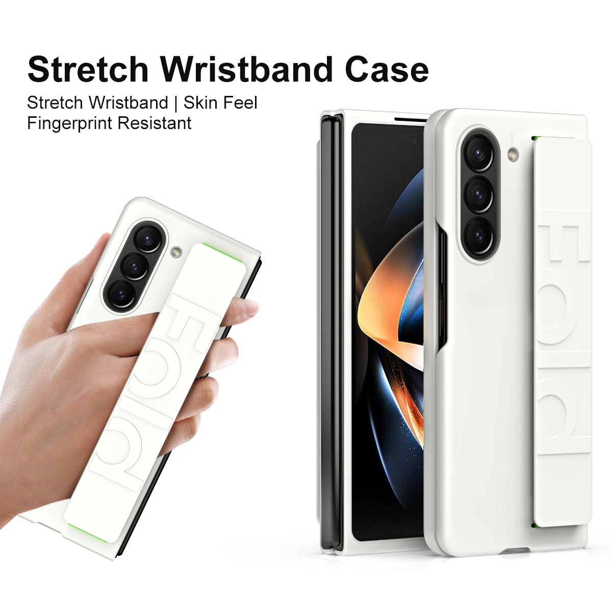 Wrist Strap Phone Case for Samsung Galaxy Z Fold5 5G , Anti-scratch Rubberized PC Phone Cover