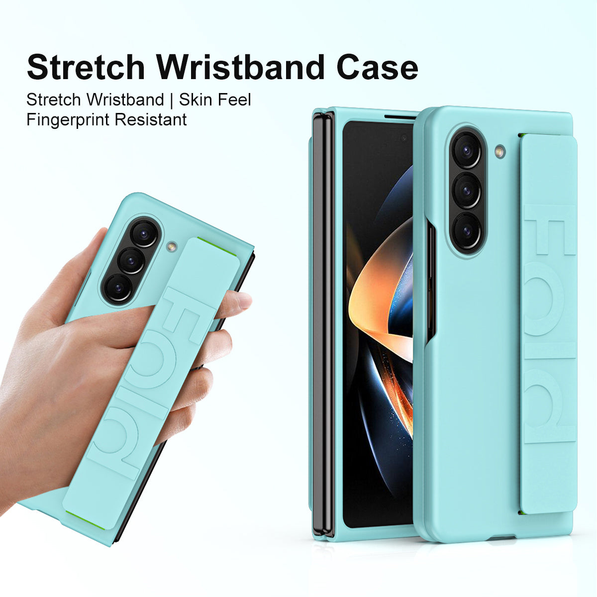 Wrist Strap Phone Case for Samsung Galaxy Z Fold5 5G , Anti-scratch Rubberized PC Phone Cover