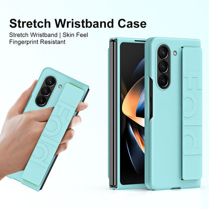 Wrist Strap Phone Case for Samsung Galaxy Z Fold5 5G , Anti-scratch Rubberized PC Phone Cover