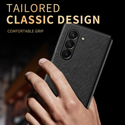 For Samsung Galaxy Z Fold5 5G Cross Texture Folding Phone Case Rubberized PU Leather + Hard PC Phone Cover