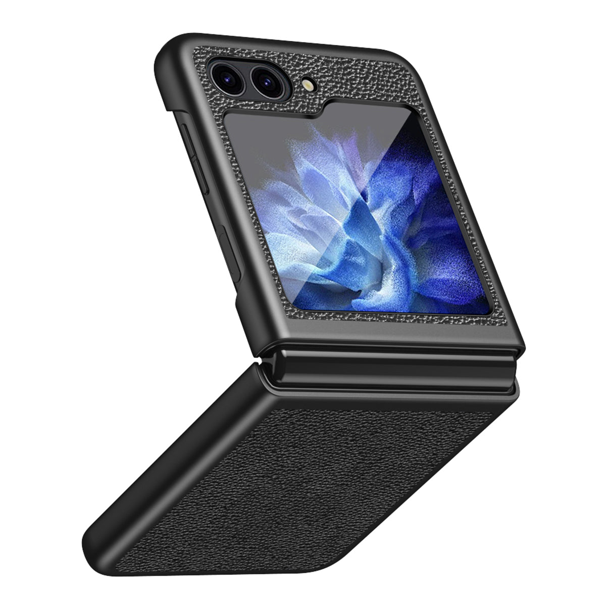 For Samsung Galaxy Z Flip5 5G PU Leather Coated PC Case Litchi Texture Protective Phone Cover