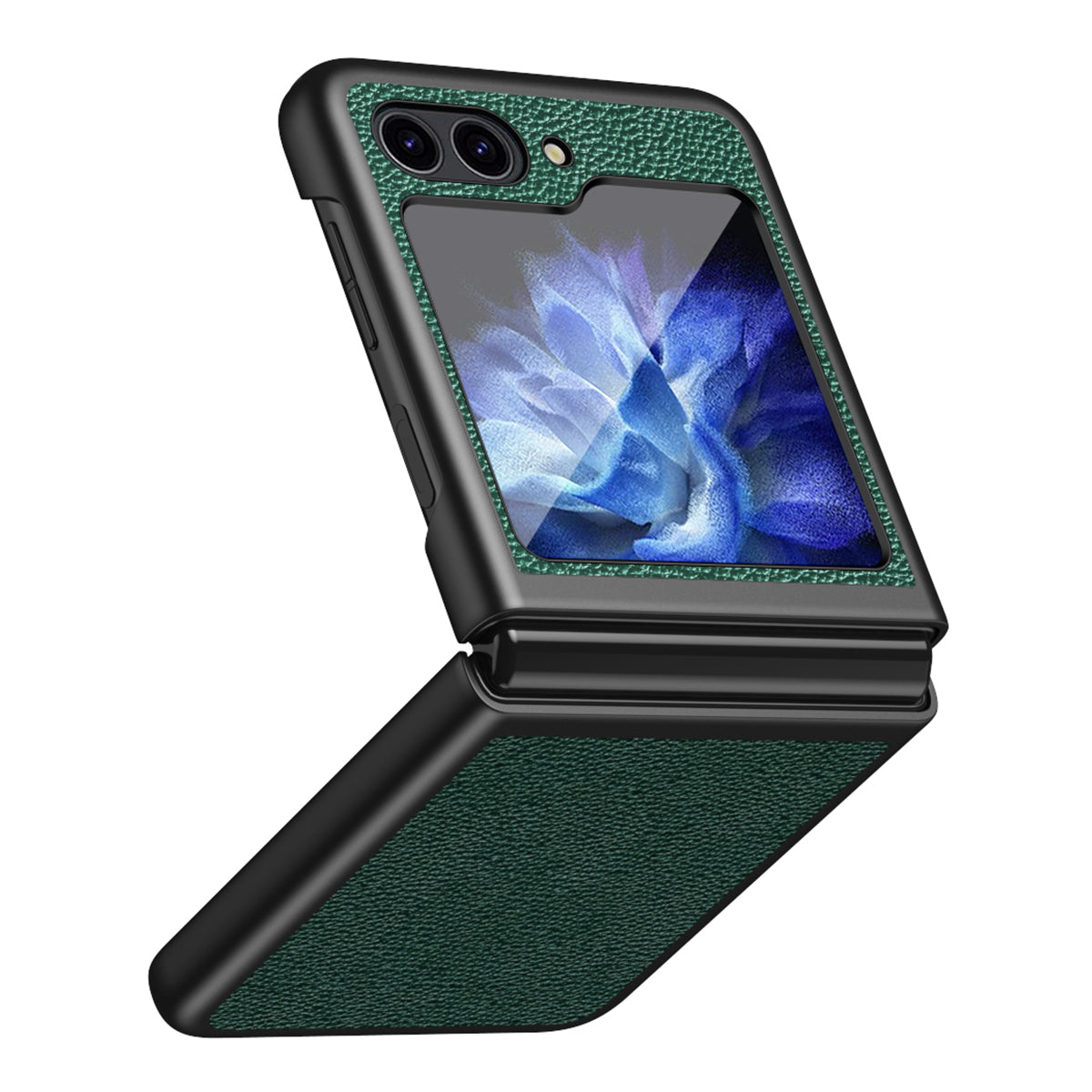 For Samsung Galaxy Z Flip5 5G PU Leather Coated PC Case Litchi Texture Protective Phone Cover