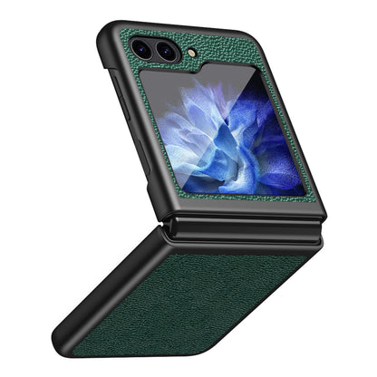 For Samsung Galaxy Z Flip5 5G PU Leather Coated PC Case Litchi Texture Protective Phone Cover