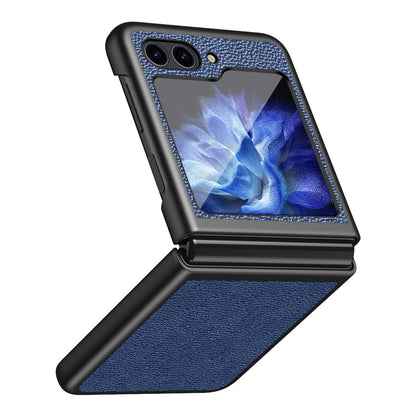 For Samsung Galaxy Z Flip5 5G PU Leather Coated PC Case Litchi Texture Protective Phone Cover