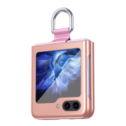 For Samsung Galaxy Z Flip5 5G Hard PC Phone Case Ribbon Metal Ring Holder Anti-scratch Phone Cover