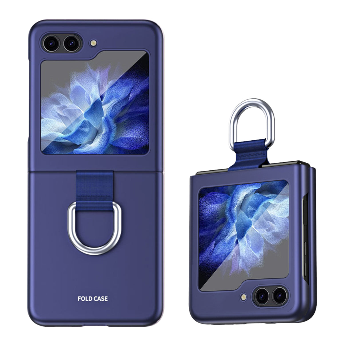 For Samsung Galaxy Z Flip5 5G Hard PC Phone Case Ribbon Metal Ring Holder Anti-scratch Phone Cover