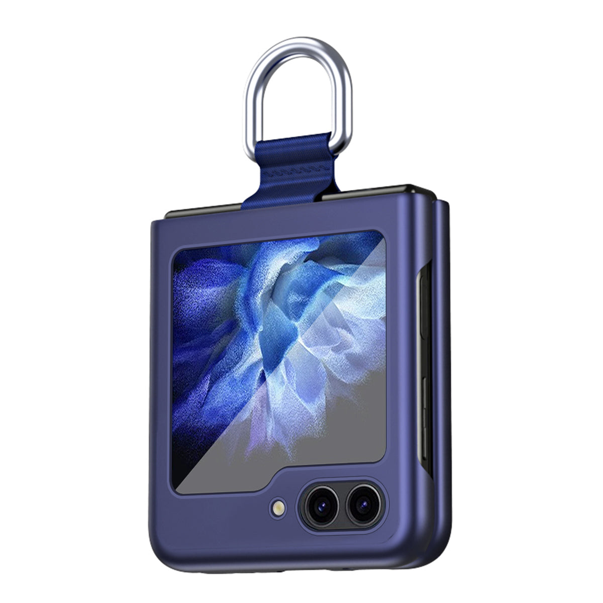 For Samsung Galaxy Z Flip5 5G Hard PC Phone Case Ribbon Metal Ring Holder Anti-scratch Phone Cover