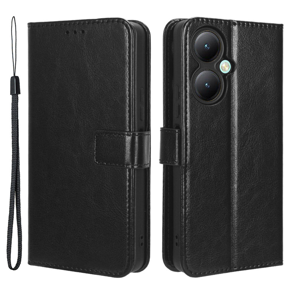 For vivo Y35+ 5G / Y35m+ 5G / Y27 4G Crazy Horse Texture Phone Stand Case PU Leather Anti-drop Wallet Cover