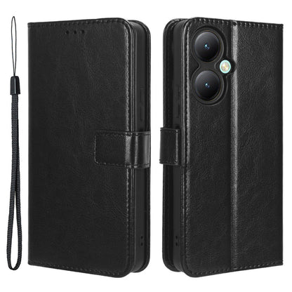 For vivo Y35+ 5G / Y35m+ 5G / Y27 4G Crazy Horse Texture Phone Stand Case PU Leather Anti-drop Wallet Cover