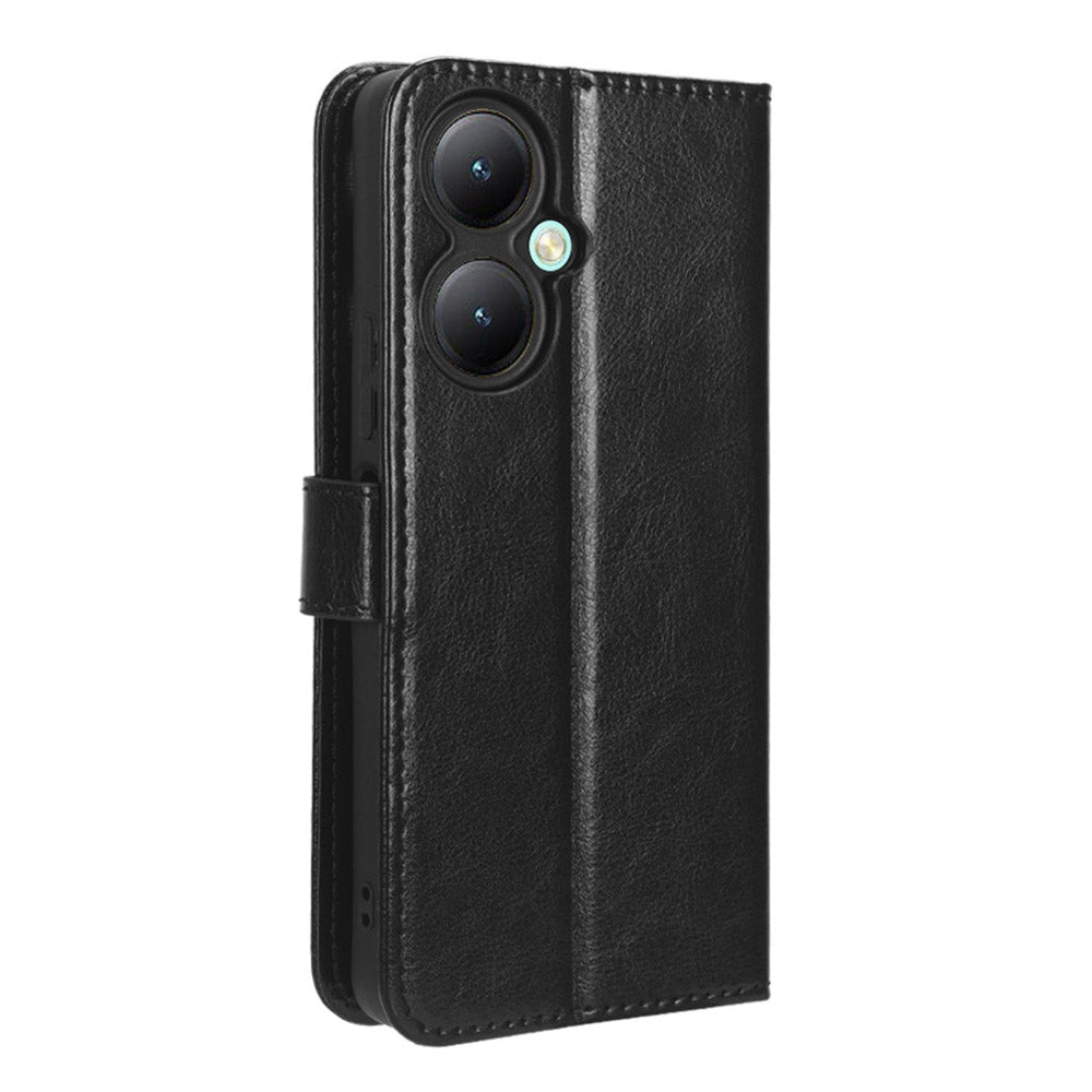 For vivo Y35+ 5G / Y35m+ 5G / Y27 4G Crazy Horse Texture Phone Stand Case PU Leather Anti-drop Wallet Cover