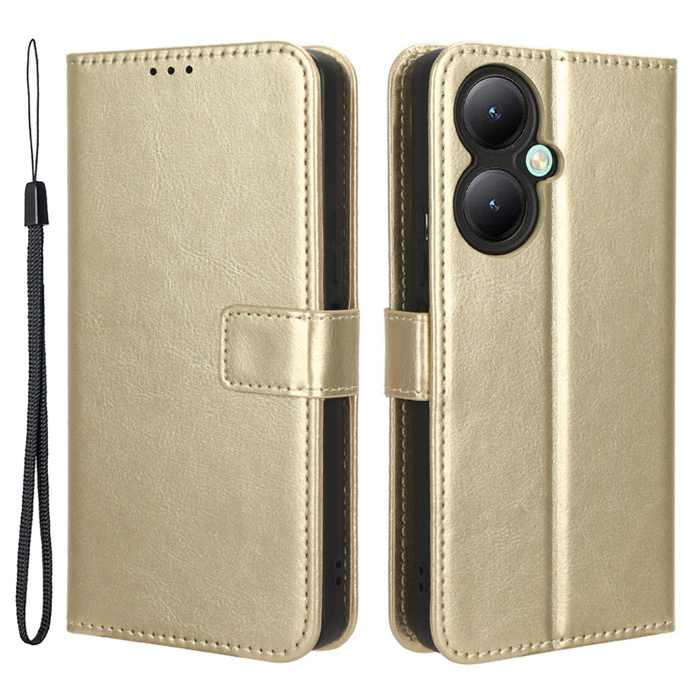 For vivo Y35+ 5G / Y35m+ 5G / Y27 4G Crazy Horse Texture Phone Stand Case PU Leather Anti-drop Wallet Cover