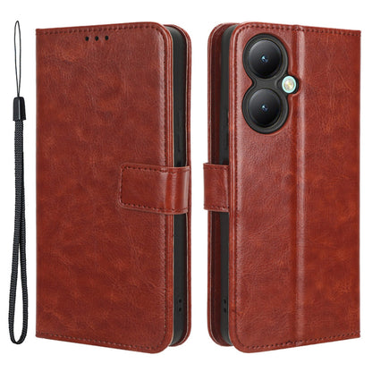 For vivo Y35+ 5G / Y35m+ 5G / Y27 4G Crazy Horse Texture Phone Stand Case PU Leather Anti-drop Wallet Cover