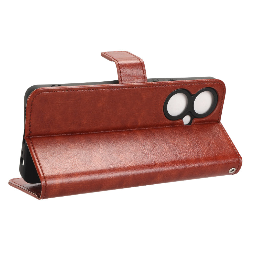 For vivo Y35+ 5G / Y35m+ 5G / Y27 4G Crazy Horse Texture Phone Stand Case PU Leather Anti-drop Wallet Cover