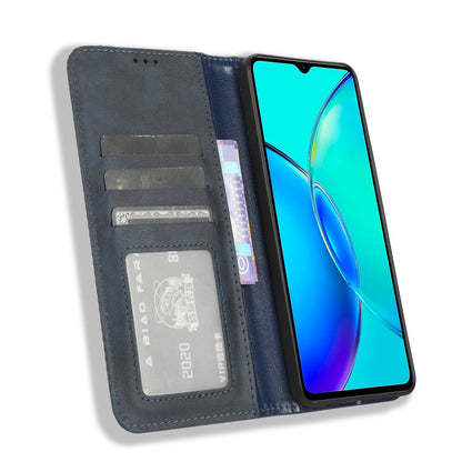 For vivo Y35+ 5G / Y35m+ 5G / Y27 4G Retro Phone Case Stand PU Leather Wallet Full Protection Phone Cover