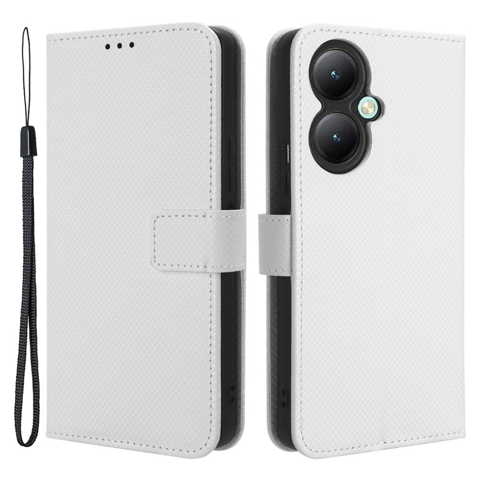 For vivo Y35+ 5G / Y35m+ 5G / Y27 4G PU Leather Wallet Phone Case Stand Diamond Texture Phone Cover