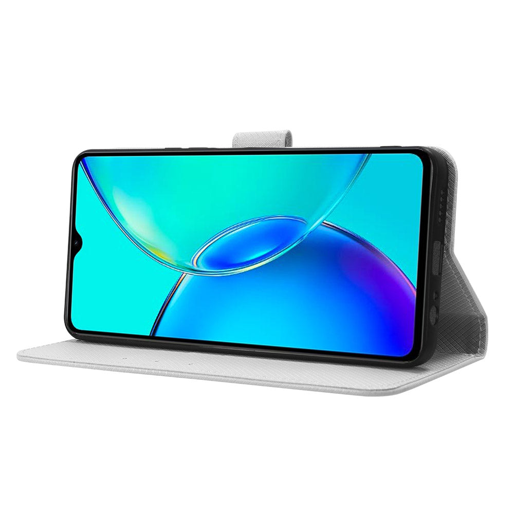 For vivo Y35+ 5G / Y35m+ 5G / Y27 4G PU Leather Wallet Phone Case Stand Diamond Texture Phone Cover