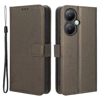 For vivo Y35+ 5G / Y35m+ 5G / Y27 4G PU Leather Wallet Phone Case Stand Diamond Texture Phone Cover