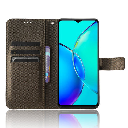 For vivo Y35+ 5G / Y35m+ 5G / Y27 4G PU Leather Wallet Phone Case Stand Diamond Texture Phone Cover