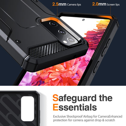 For Samsung Galaxy S20 FE / FE 5G / FE 2022 / S20 Lite Kickstand Case TPU+PC Dual Layer Protection Anti-drop Phone Cover