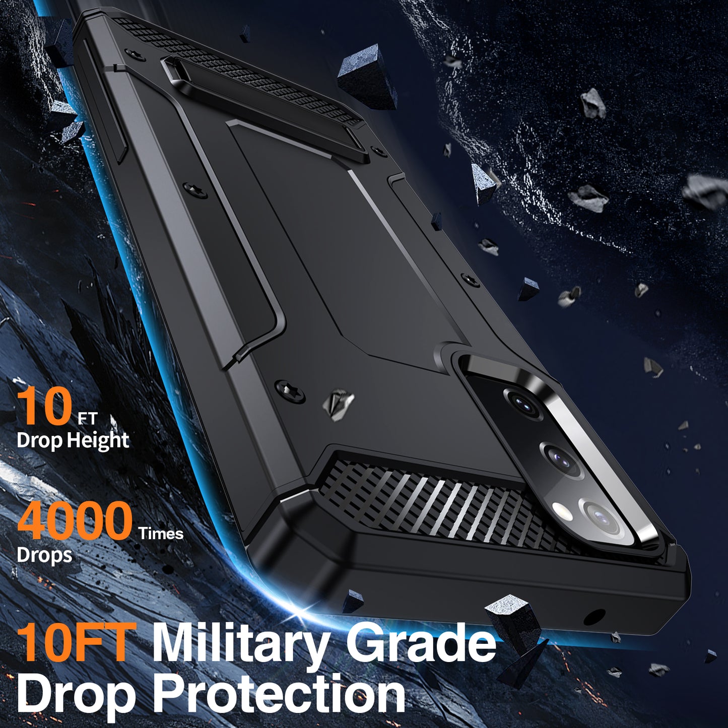 For Samsung Galaxy S20 FE / FE 5G / FE 2022 / S20 Lite Kickstand Case TPU+PC Dual Layer Protection Anti-drop Phone Cover